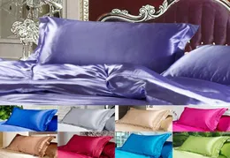 Yeni İpek Saten Yastık Kasası Katı Kraliçe Standart Yastık Kasası Yatak Yastığı Yastığı Pürüzsüz Multi Renkler 6730854