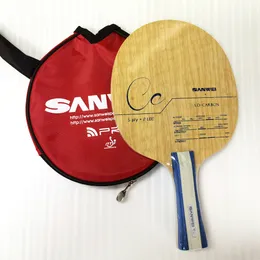 Bord Tennis Raquets Original Sanwei CC Blade 5 Trä och 2 kol för träningsping pong med väska tenis de mesa 230822