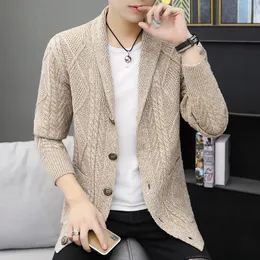 Herrtröjor Browon 2023 Korean Fashion Sweatercoat Men Casual Solid Color Longsleeve Sticked Cardigan Spring Autumn Sweater Clothing 230822