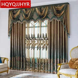 Sheer Curtains HQYQJJHYR European style luxury custom velvet embroidered decorative curtains for living room apartment el bedroom kitchen 230822