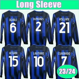 23 24 J. CORREA ALEXIS LAUTARO Soccer Jerseys Mens Long Sleeve DZEKO DALHANOGLU BARELLA LUKAKU BROZOVIC BROZOVIC Home Football Shirt Uniforms