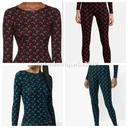 Designer Womens Leggings Moon Printed Tops Stretch Jersey in black pink red Bottoms Long Sleeve Shirts Jumpsuits Marine Pants Rompers 2 Piece Set