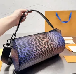 Designväska mjuk polochon handväska mode klassisk cylinderväska borttagbar handtag axel rem crossbody axel väska lyxig gradient färg, mäns och kvinnor väska