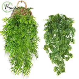 Faux Floral Greenery Artificial Hanging Plants Bamboo Leaves Vine Turtle Leaf Plant Lucky Christmas Autumn Party Home Wall Decoration 230822