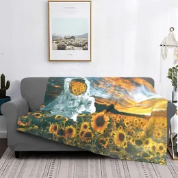 Blankets In A Galaxy Far Away Blanket Sunflower Plant Fleece Plush Breathable Super Warm Plaid Throw For Bed Rug Piece