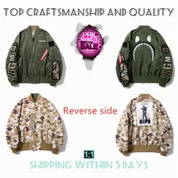 Top Craftsmanship Mens Jackets Shark Mens Star Spots Designers Coat Varsity co-Branding Stylist Storm Ghosts Military Style Camouf3203