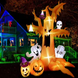 Andra evenemangsfest levererar vår varm 8ft halloween gummibåtar dött träd med spöken pumpor häxhattar uppblåsbar dekor utomhus med inbyggda LED-lampor 230823