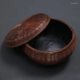 Pets de chá de chá de bambu bambu cesta de carbono tigela bucket cinzeiro de azeito