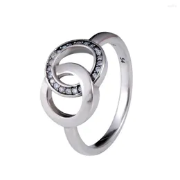 Anelli di cluster Rings 925 Sterling Silver Anello con logo di marca doppio per Women Cross Couple Giule Regalo Vintage Fashion