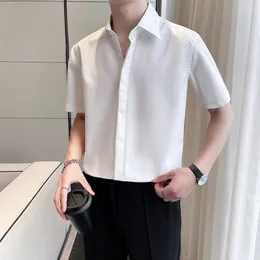 Camicie casual da uomo uomo manica corta mastesifondi solido affari formale sociale accogliente bella leisure coreana semplice semplice semplice camisa homme