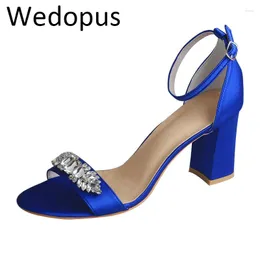 Sandaler WEDOPUS Anpassad Royal Blue for Women Party Chunky Heel med Diamond 8cm