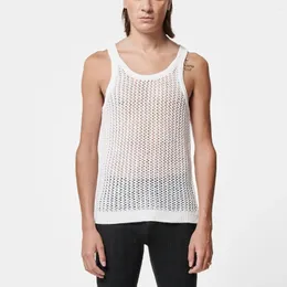 Erkek Yelekler 2023 Yaz Düz Renk Örgü Yelek Erkekler Gevşek Kolsuz İnce Sweater Tank Top Moda Sıradan Tshirt Knit Pullover Sokak Giyim