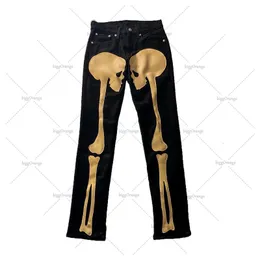 Men s Jeans American vintage street embroidered Skeleton jeans y2k High Street Hip Hop Baggy plus size straight leg skinny for men 230823