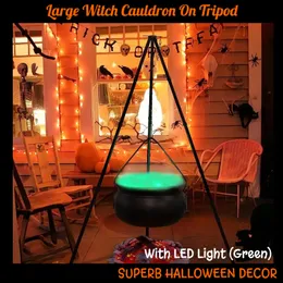 Other Event Party Supplies Large Witch Cauldron on Tripod with LED String Light Halloween Party Decor Outdoor Hocus Pocus Candy Bowl Bucket Home Yard Porch 230823