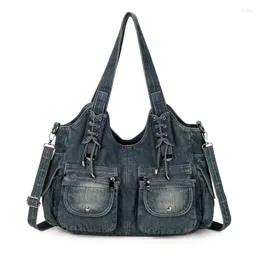 أكياس مسائية Xzan Fashion Women Bag Vintage Disual Denim Handbag Lady Large Carty Jeans tote tote tape contract