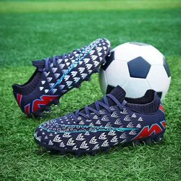 Säkerhetsskor Storlek 3345 Fashion Blue Printing Sock Children's Football Sneakers Antislip Men Women Training Laceup Kids Soccer 230822