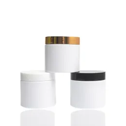 Großhandel 200ml weiße Kosmetikglässe mit Golddeckel Plastikfahlfest -Behälter für cremefarben