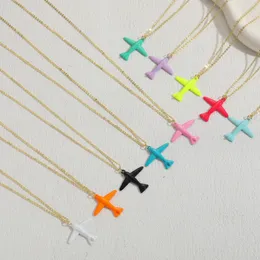 Cute Airplane Pendant Necklace Solid Color Aircraft Chain Necklace Fashion Hewelry for Gift Party