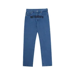 Vetements Men S Jeans Real S High Quality Mężczyźni Kobiety VTM Haftowane literte