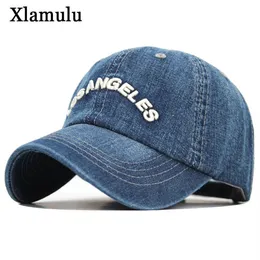 Xlamulu Denim Baseball Cap Men Men Jeans Snapback Casquette Plain Bone Hat Gorras Men Losangelesカジュアルパパ男性帽子T2007337z