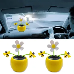 Dekoracje ogrodowe Kreatywne plastikowe energia słoneczna kwiat Ozdoba samochodowa Flip Klapa huśtawka dla dzieci zabawka pszczoła projekt wnętrza wnętrza na prezent 230822