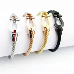 Armreif Hufeisenknoten Kabel Drahtkette Stahl Edelstahl geflochtener Armreif Gold Silber Rosévergoldet Vielseitiger Paarschmuck 230823