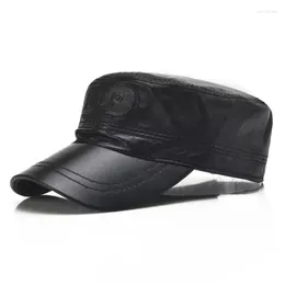 Ball Caps 2023 Brand Style Men's Real Sheepskin Leather Baseball Cap Sboy /Beret Hat Winter Hats Warm Cow-22