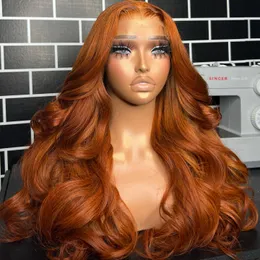 Orange Ginger Body Wave Lace Front Wig Transparent PrePlucked with Baby Hair 13x4 Frontal Wigs Human Hair Wig on Sale Clearance