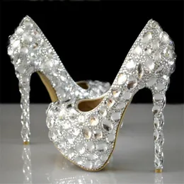 Rhinestones Women Dress Pumpar 105 Super Flash Crystal Chaton Wedding White Bride Show Diamond High-Heeled Shoes 54