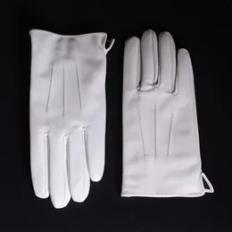 Fünf Fingerhandschuhe echtes Leder für Herren Leder echtes Leder Winter warmes weißes zeremonielle Kurzhandschuhe Gloves 230822