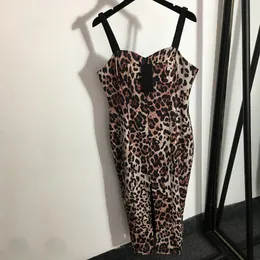 Classic Leopard Dress Female Luxury Sling Dresses Party Banquet Personality Dress Casual Long Skirts for Wife Brand Dresses
