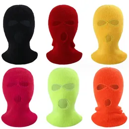 3 -Hole Full Care Mask Knit Knit Warm Winter Cap Balaklava Beanie Hat Hat Motorbike Motorcycle Helmet Cap Maski taktyczne