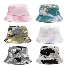 BERETS 2023 LUXURY HIP-HOP WOMEN MEN BUCKET HAT TIEDYE FISHING COTTON STREET SUN FISHERMAN CAP PANAMA