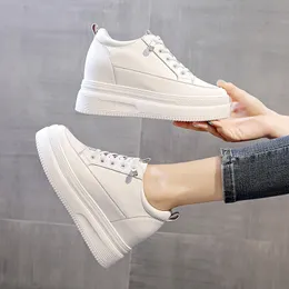 Dress Shoes Spring Summer Women Genuine Leather Shoe Platform Mesh Ladies Height Increasing 7cm Sneakers Zapatos Para Mujer 230823