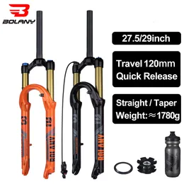 Bike Forks Bolany Upgraded 32mm Bicycle Air Fork 27.5 29 Inch Mountain Supension 120mm Travel Magnesium Alloy MTB Front 230822