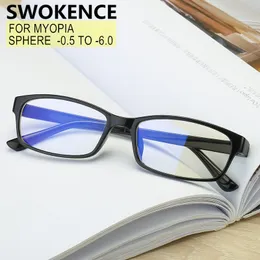 Óculos de sol Quadros Swokence Preenchendo os óculos de miopia de 05 a 10 homens personalizáveis ​​homens da moldura retangular perto de espetáculos f045 230823