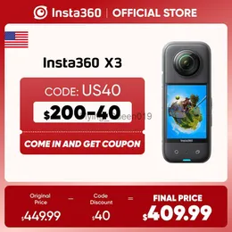 Insta360 x3 - كاميرا Action 360 مقاومة للماء مع 1/2 "مستشعرات 48 ميجابكسل 5.7K 360 HDR Video 72MP 360 Photo 4K عدسة واحدة HKD230812