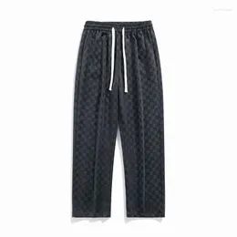 Męskie spodnie Wysokiej jakości kraciasta sztrukoi swobodny rozkloszowany jogger ścieżka patchworkowa elastyczna pasa męskie męskie dresowe dresowe dres
