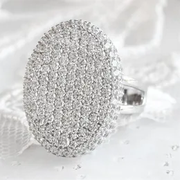 Moda micro pavimentada strass branco anel de dedo forma oval anéis elegantes para festa de casamento feminino delicado jóias presente b4m876 cl302g