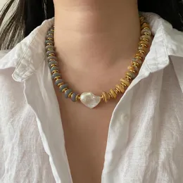 Choker ręcznie robiony kamień naturalny Agat Krzyki Baroque Pearl Naszyjnik dla kobiet Letnia impreza wakacyjna Biżuteria Unikalna design