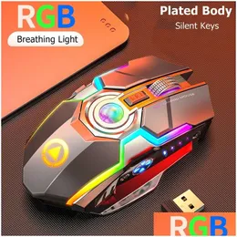 Mice Rechargeable Usb Rgb Mouse Wireless 2.4Ghz Esports Backlit Gaming Notebook Desktop 7 Buttons 3 Gears Long Standby Lighting Slie Dhq8V