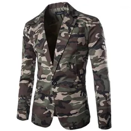 Zogaa Men's Camouflage Blazer Autumn Brand Camo One Button Blazer Men Slim Fit Fit Colle