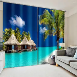 Terina 3D piante tropicali di sabbia spiaggia banana foglia naturale paesaggio blu 2 pezzi Finestra ombreggiata per decorazioni per la camera da letto soggiorno