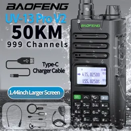 Walkie Talkie Baofeng UV 13 Pro V2 10W強力なデュアルバンドタイプC充電器16km長距離UV13 Pro Transceiver Ham Two Way Radio230823