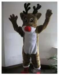Christmas Rudolph as Reindeer Mascot Costume Adult Classic Cartoon Costumes Outfits Fancy Animal carnival