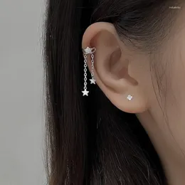 Ryggar örhängen dagin zirkon dubbelskikt stjärna Tassel Clip for Women Girl Ear Bone Sweet Fashion Accessories