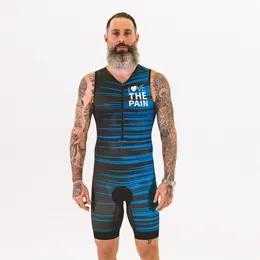 Kolarki Zestawy Triathlon Love the Pain Mens Race Trisuit Slewale Brovelsicling Apparel Go Pro Ciclismo Cycling Skusits