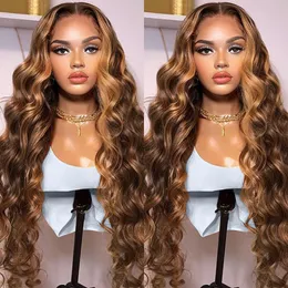 Ombre Blonde Body Wave Lace Front Wig HD Highlight Wig Human Hair Brazilian Glueless Wig 360 Full Lace Frontal Wigs for Women