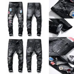 21SS Sell Mens Designer Jeans Ejressed Ripped Slim Fit Motorcykelcyklist för män S Fashion Mans Black Pants235Z