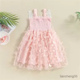 Mädchenkleider Sommer Neues Baby Kleid süße Schmetterlingsflügel Hosentender Kleid Kleid Ballkleid Kinder Kleid süße Prinzessin Girls Kleid R230824
